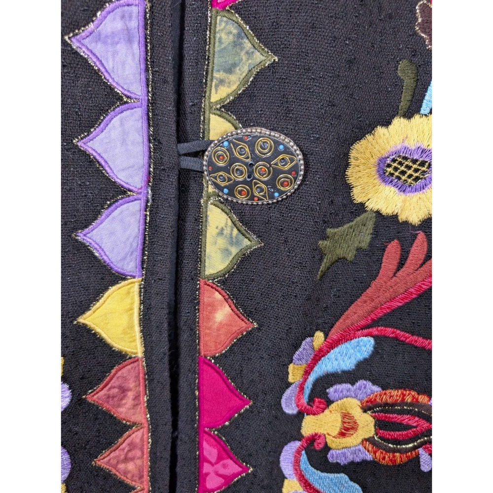 Soft Surroundings Long Embroidered Sweater/Jacket Floral Clasp - Picture 5 of 8